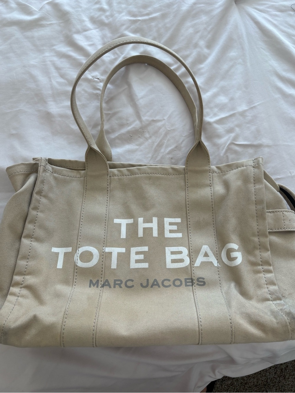 Marc Jacobs Beige Canvas Tote with White Logo